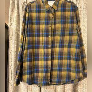 North Crest mens XL yellow blue plaid flannel shirt